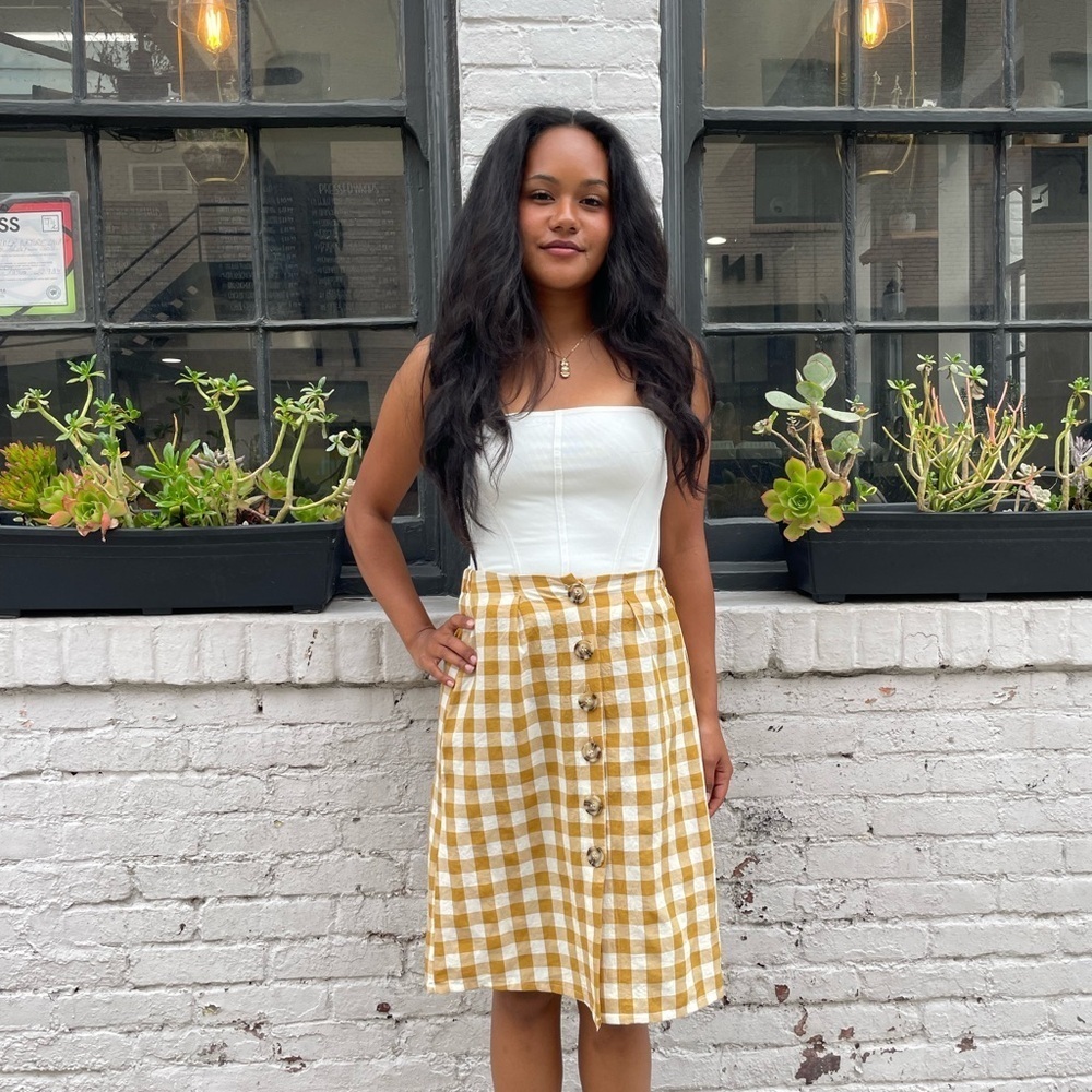 Yellow plaid boho skirt 
No tag, fits like an xs